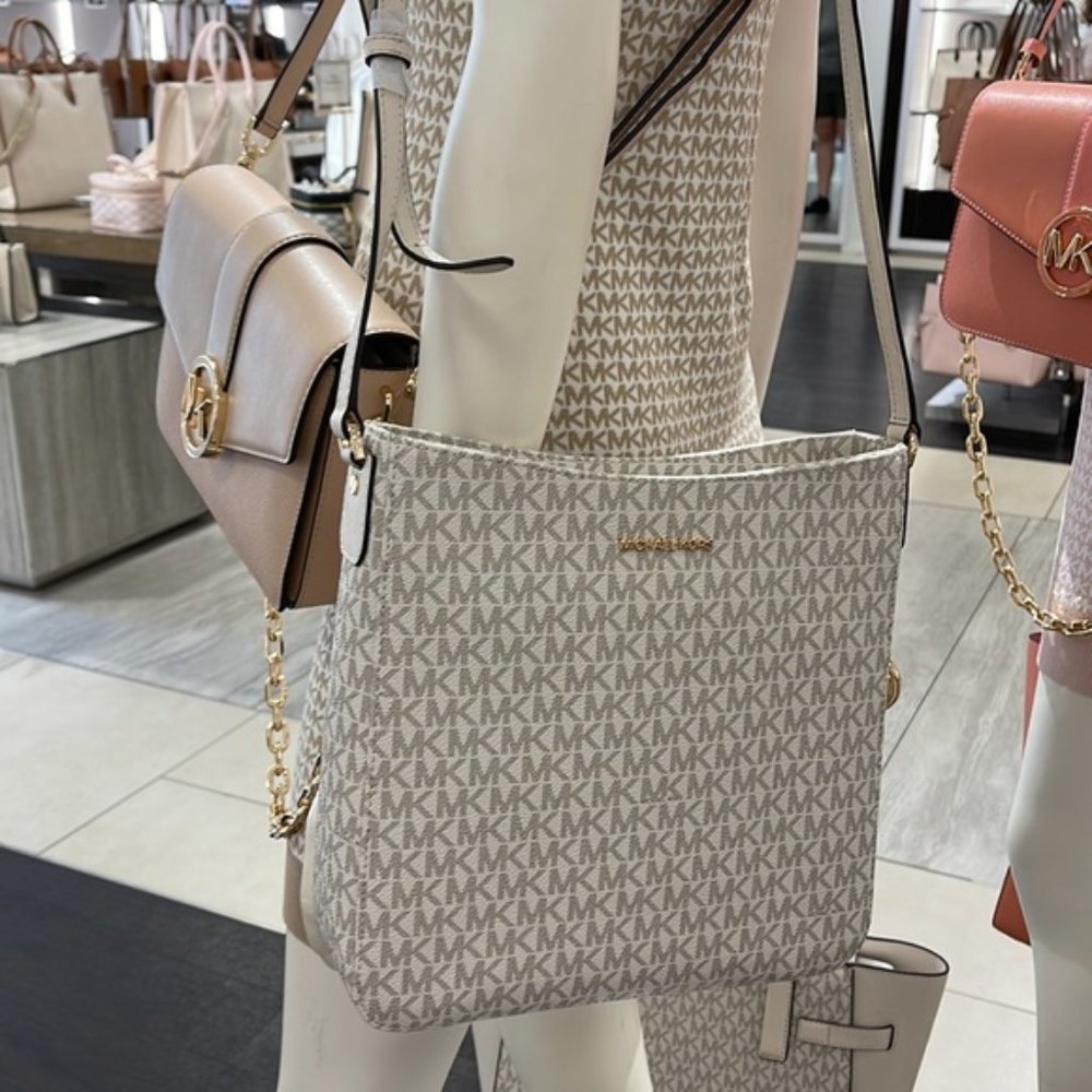 Michael Kors Jet Set Travel Large Messenger Crossbody Bag Light Cream Mu… - Picture 3 of 16